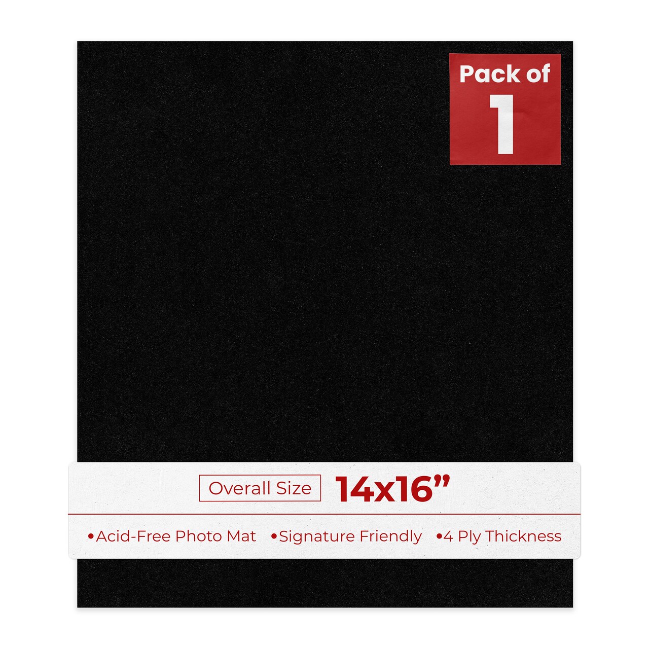 Black with Black Core 14x16 Uncut Mat Board - Blank Sheets, No Opening